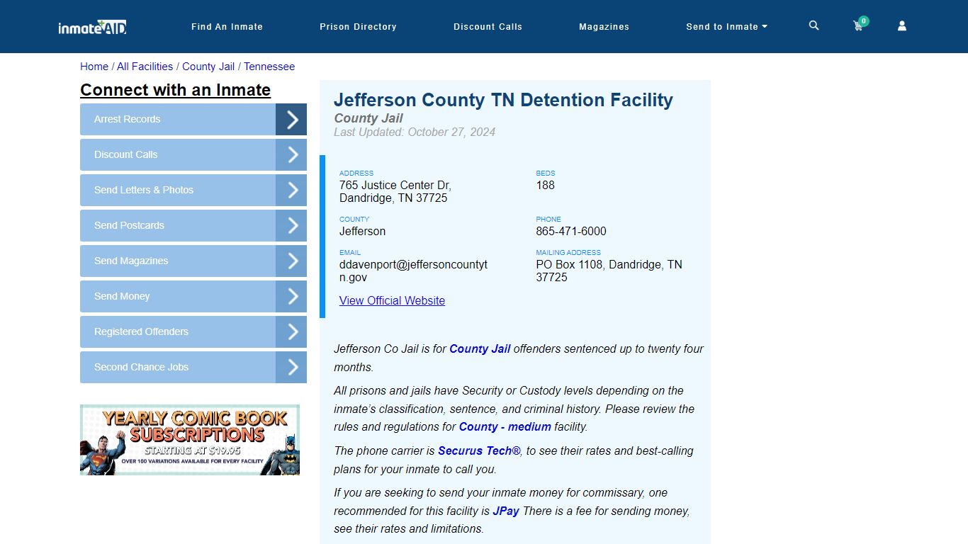 Jefferson County TN Detention Facility - Inmate Locator